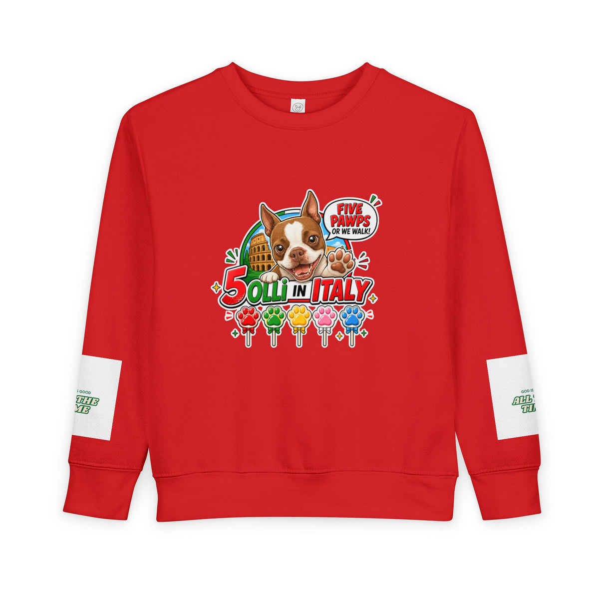 Toddler Sweatshirt - "Olli in Italy" Cute Puppy Travel Crewneck