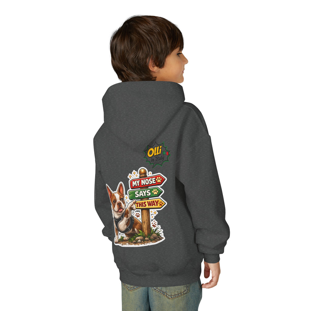 Olli the Boston Terrier Pizza Adventure Hoodie | My Nose Says This Way sweatshirt