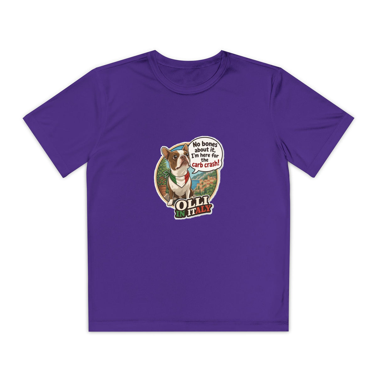 Youth Competitor Tee - 'Ollie the Boston Terrier' Funny Kids Racing Shirt