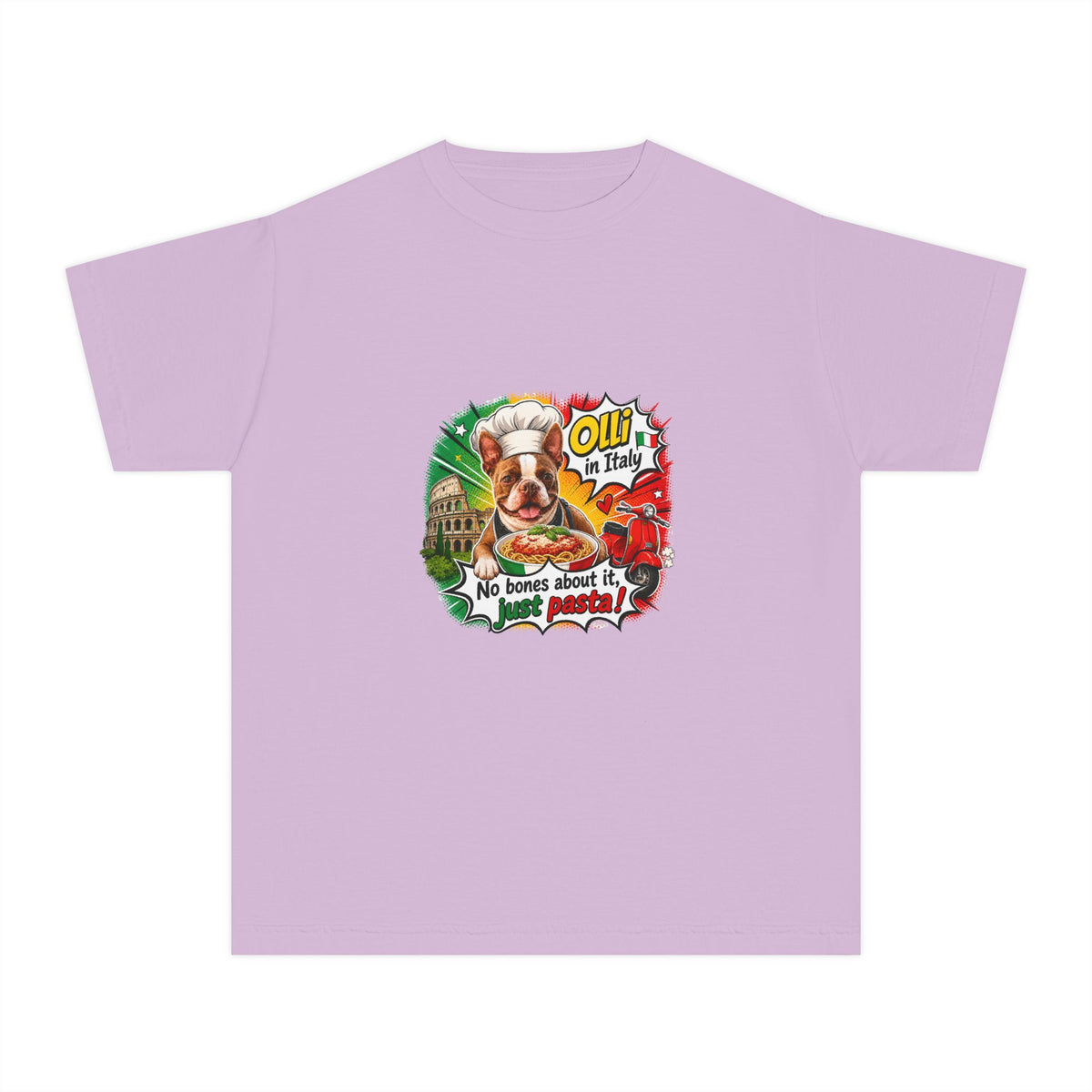 Youth Italian Chef Boston Terrier Graphic Tee, Olli in Italy