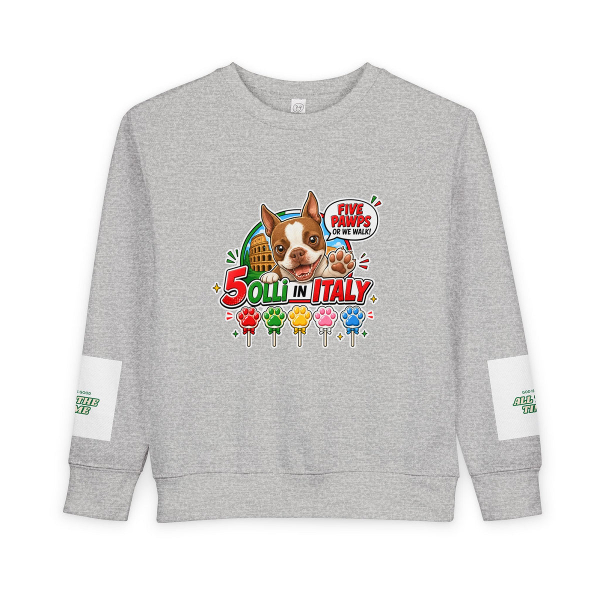 Toddler Boston Terrier Italy Graphic Sweatshirt, 60/40 Cotton-Poly