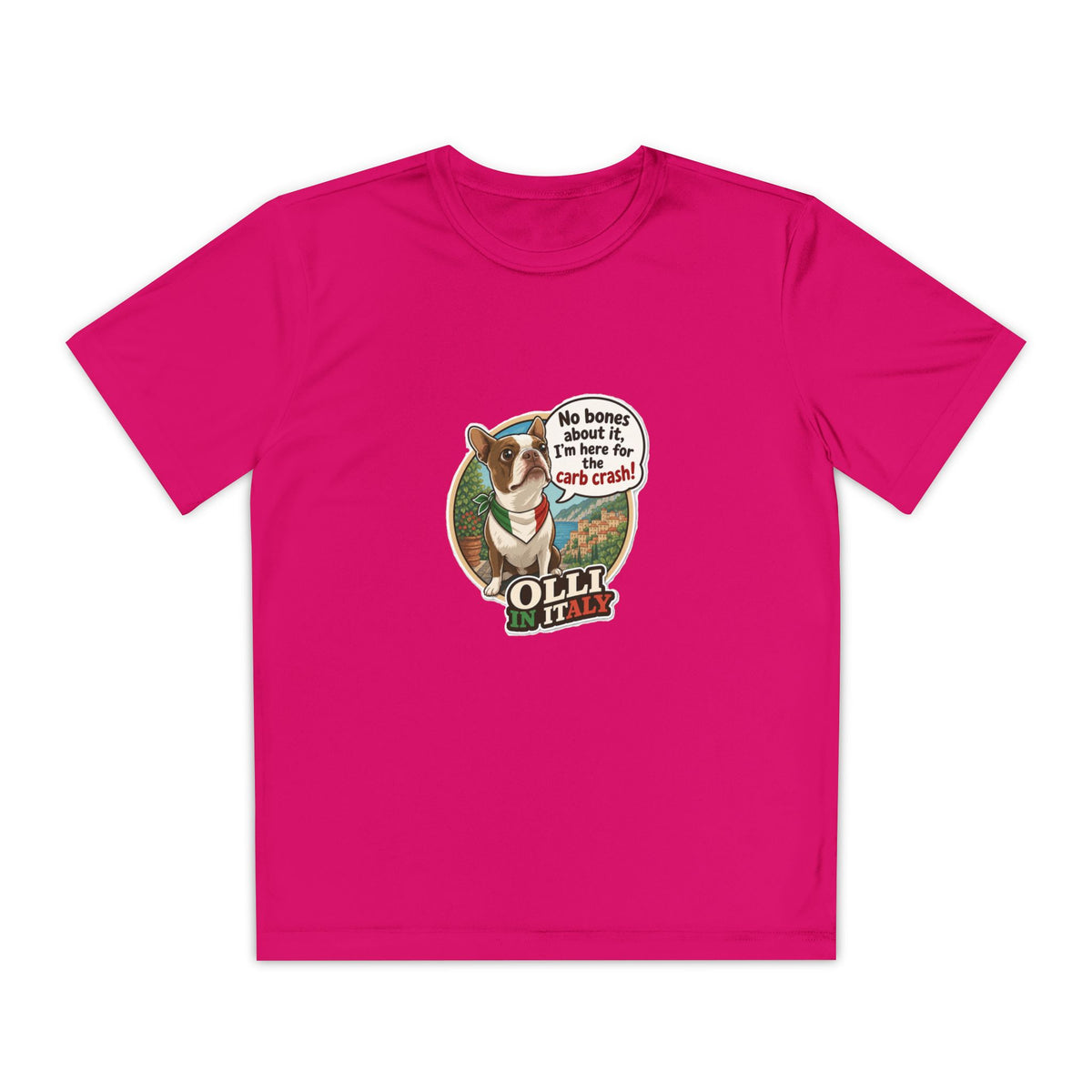 Youth Competitor Tee - 'Ollie the Boston Terrier' Funny Kids Racing Shirt