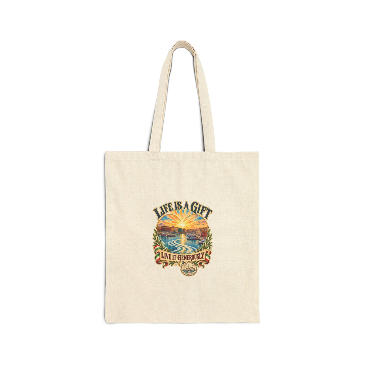 Tote Bag — "Life Is A Gift" Vintage Sunset Canvas Grocery Tote