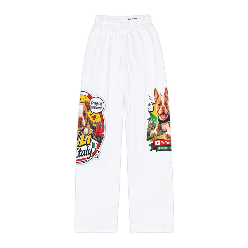 Kids Lounge Pants — Cute Olli the Boston Terrier Graphic All-Over Print