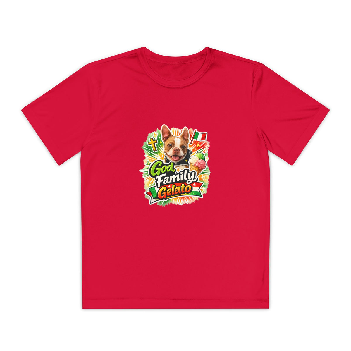 Youth Graphic Tee — 'God, Family, Gelato' Dog Logo