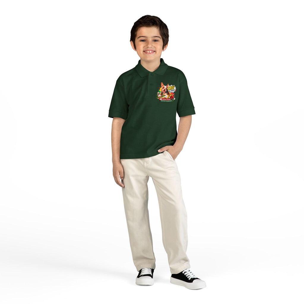 Olli the Boston Terrier In Italy DryBlend® Youth Jersey Polo