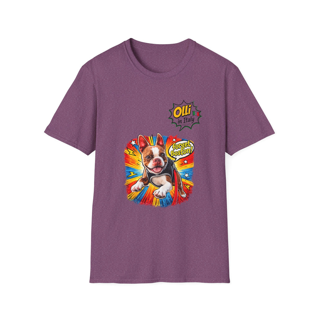 Olli in Italy "Forget Boston" Graphic T-Shirt — Colorful Dog Pop Art Tee
