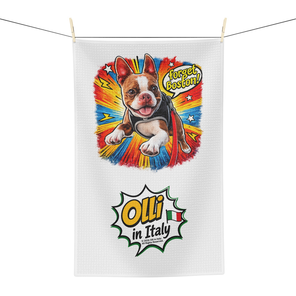 Boston Terrier Superhero Microfiber Tea Towel | Olli in Italy Comic Art