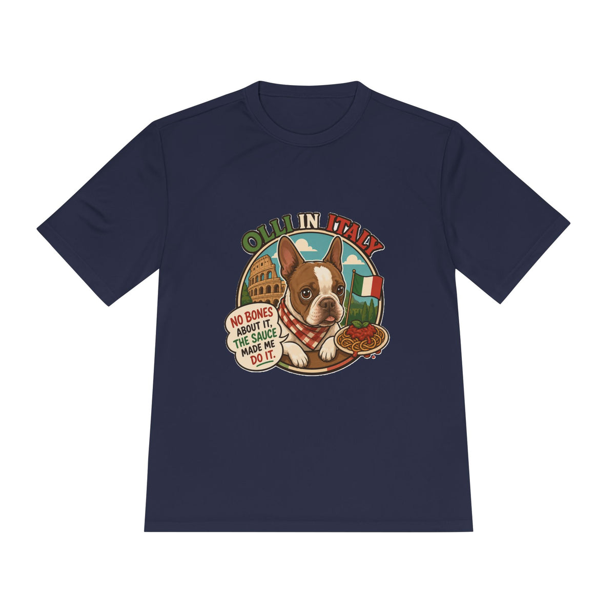 Boston Terrier Italian Pizza Graphic Tee, 100% Polyester