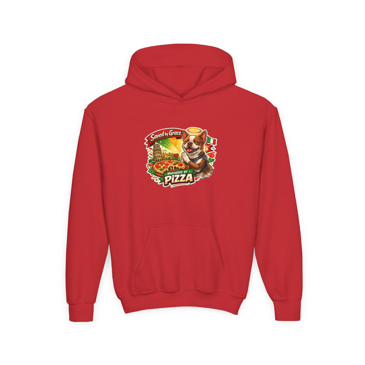 Youth Hoodie — Olli in Italy Pizza Dog Graphic Sweatshirt