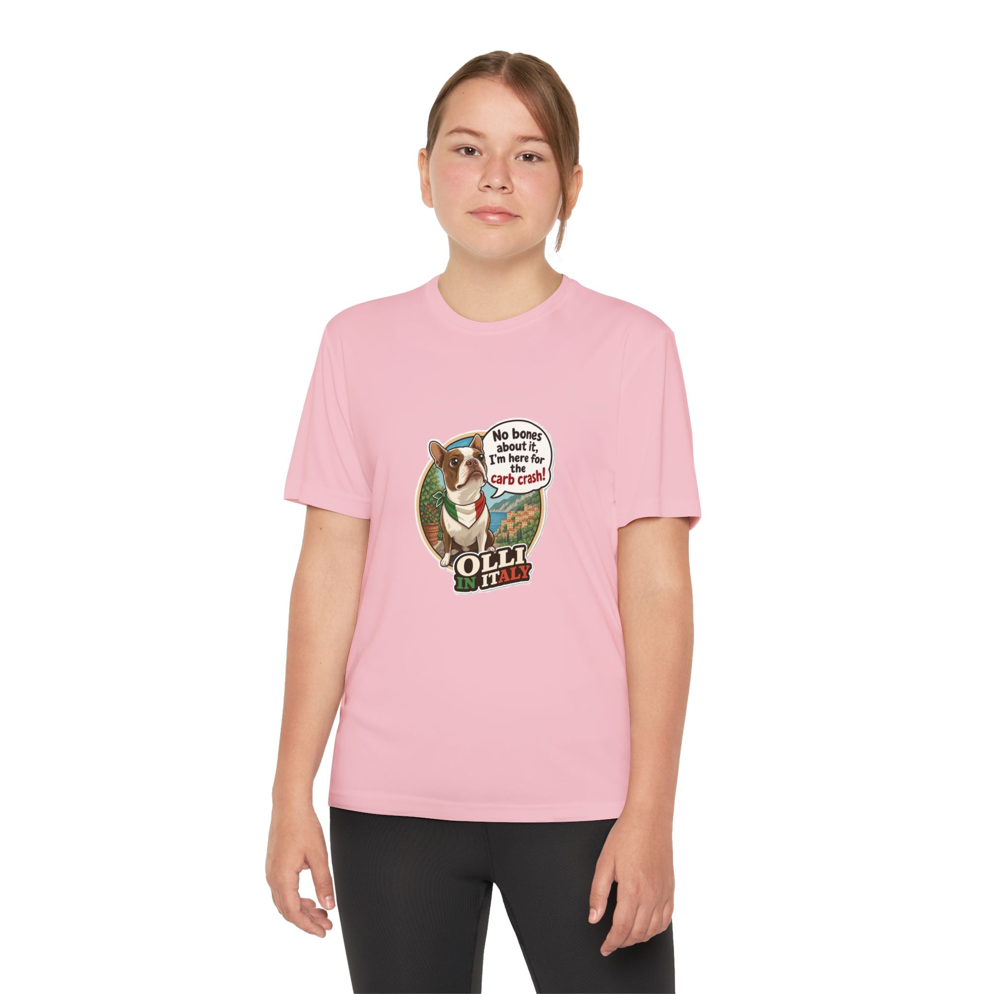 Youth Competitor Tee - 'Ollie the Boston Terrier' Funny Kids Racing Shirt