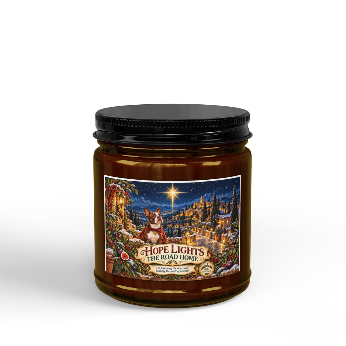 Holiday Soy Candle — BOSTON TERRIER "Hope Lights the Road Home" Scented Jar (4oz & 9oz)