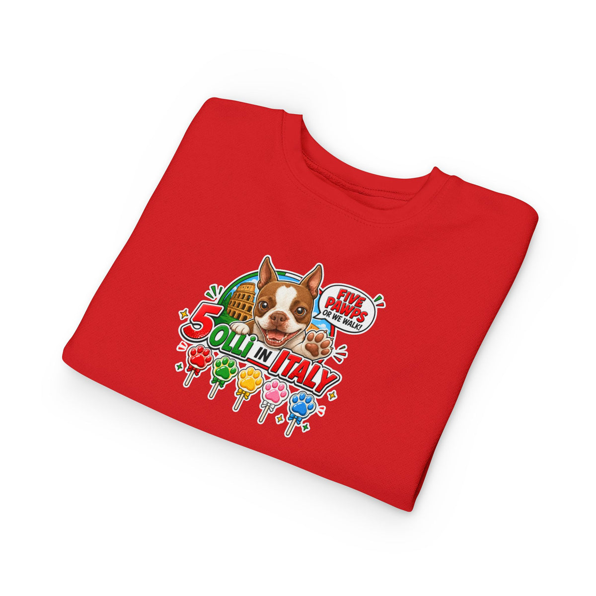 Toddler Sweatshirt - "Olli in Italy" Cute Puppy Travel Crewneck