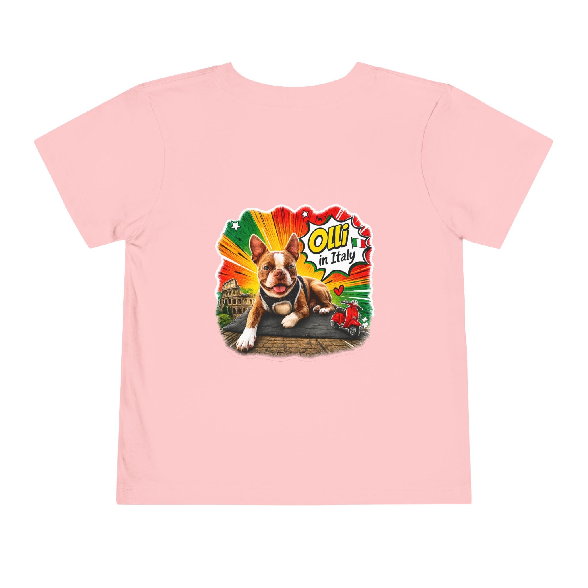 Toddler Tee — Cute Olli the Boston Terrier in Italy "I Came, I Sniffed, I Judged" Graphic