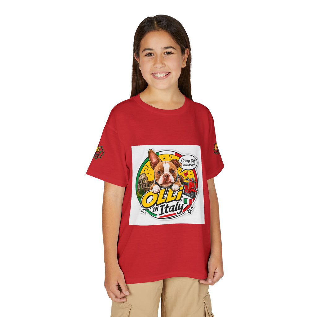 Youth T-Shirt — "Crazy Olli Was Here" Olli the Boston Terrier In Italy Dog Graphic