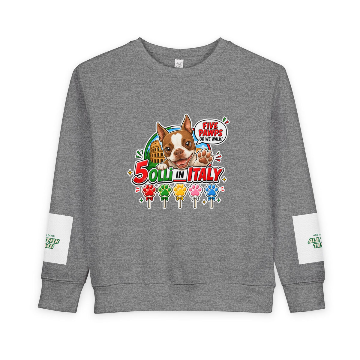 Toddler Sweatshirt - "Olli in Italy" Cute Puppy Travel Crewneck