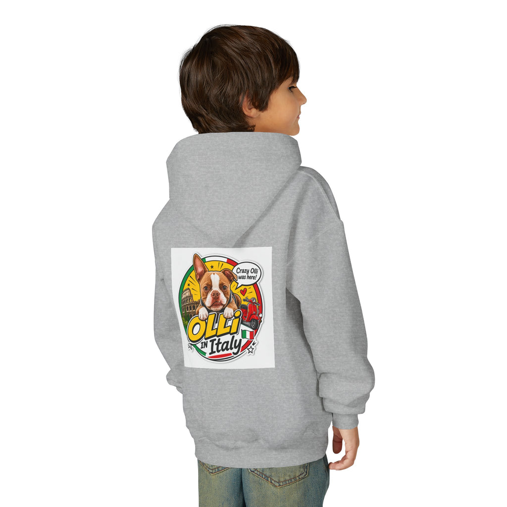 Youth Hoodie — Olli in Italy Pizza Dog Graphic Sweatshirt