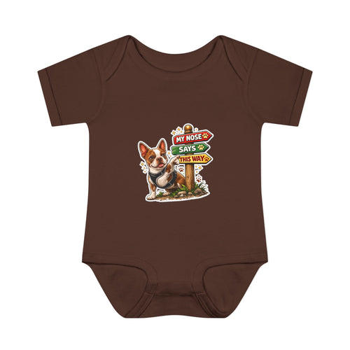 Boston Terrier Infant Bodysuit, My Nose Says This Way
