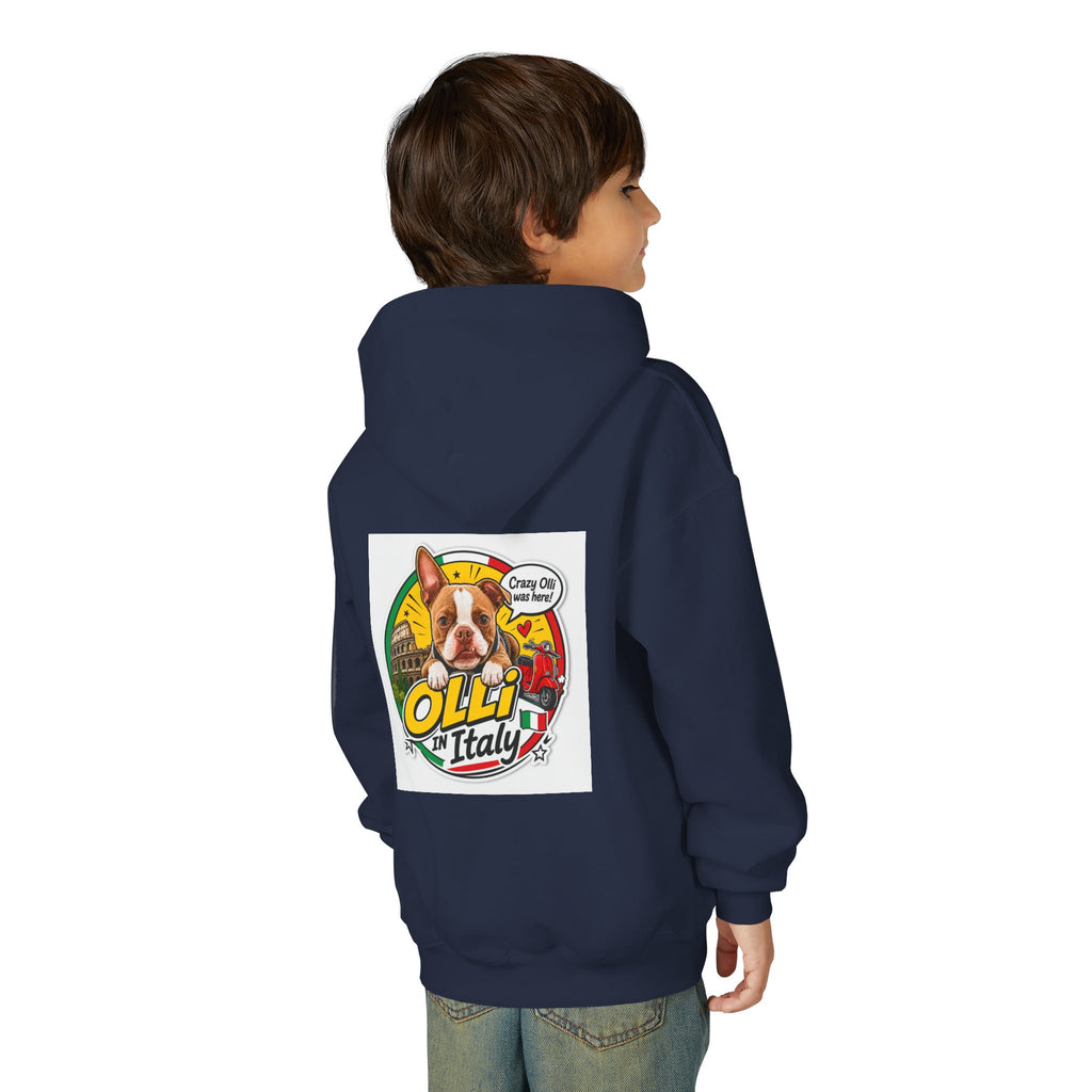 Youth Hoodie — Olli in Italy Pizza Dog Graphic Sweatshirt