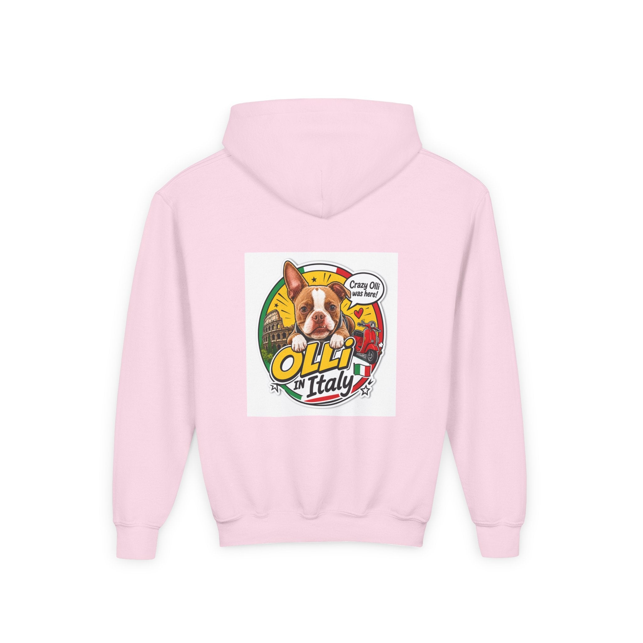 Youth Hoodie — Olli in Italy Pizza Dog Graphic Sweatshirt