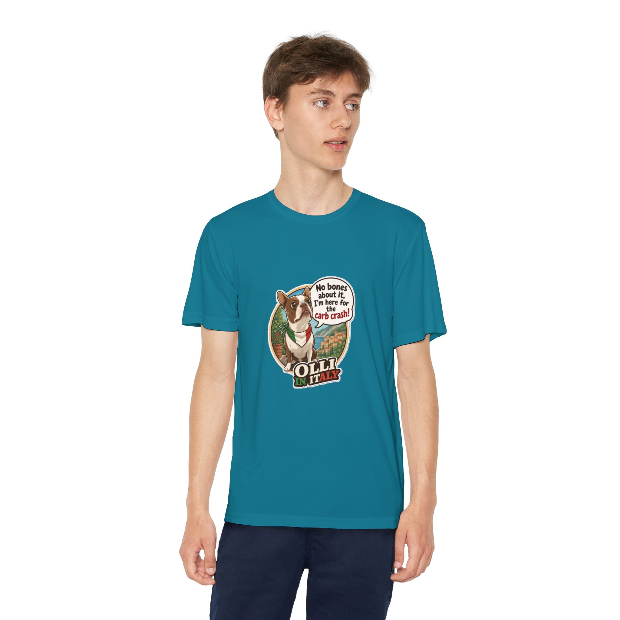 Youth Competitor Tee - 'Ollie the Boston Terrier' Funny Kids Racing Shirt