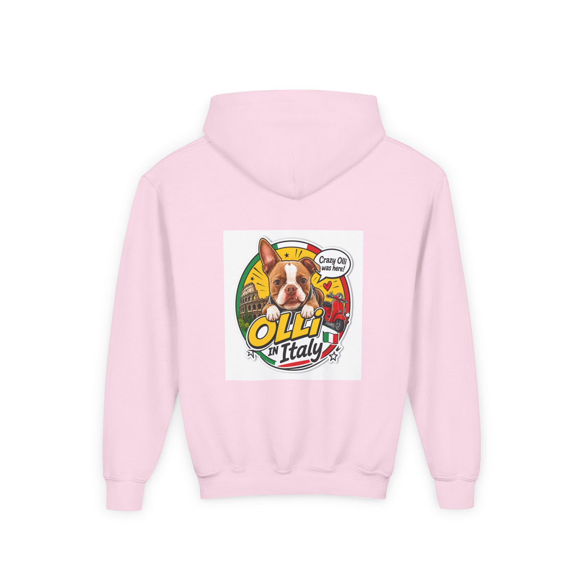 Youth Hoodie — Olli in Italy Pizza Dog Graphic Sweatshirt