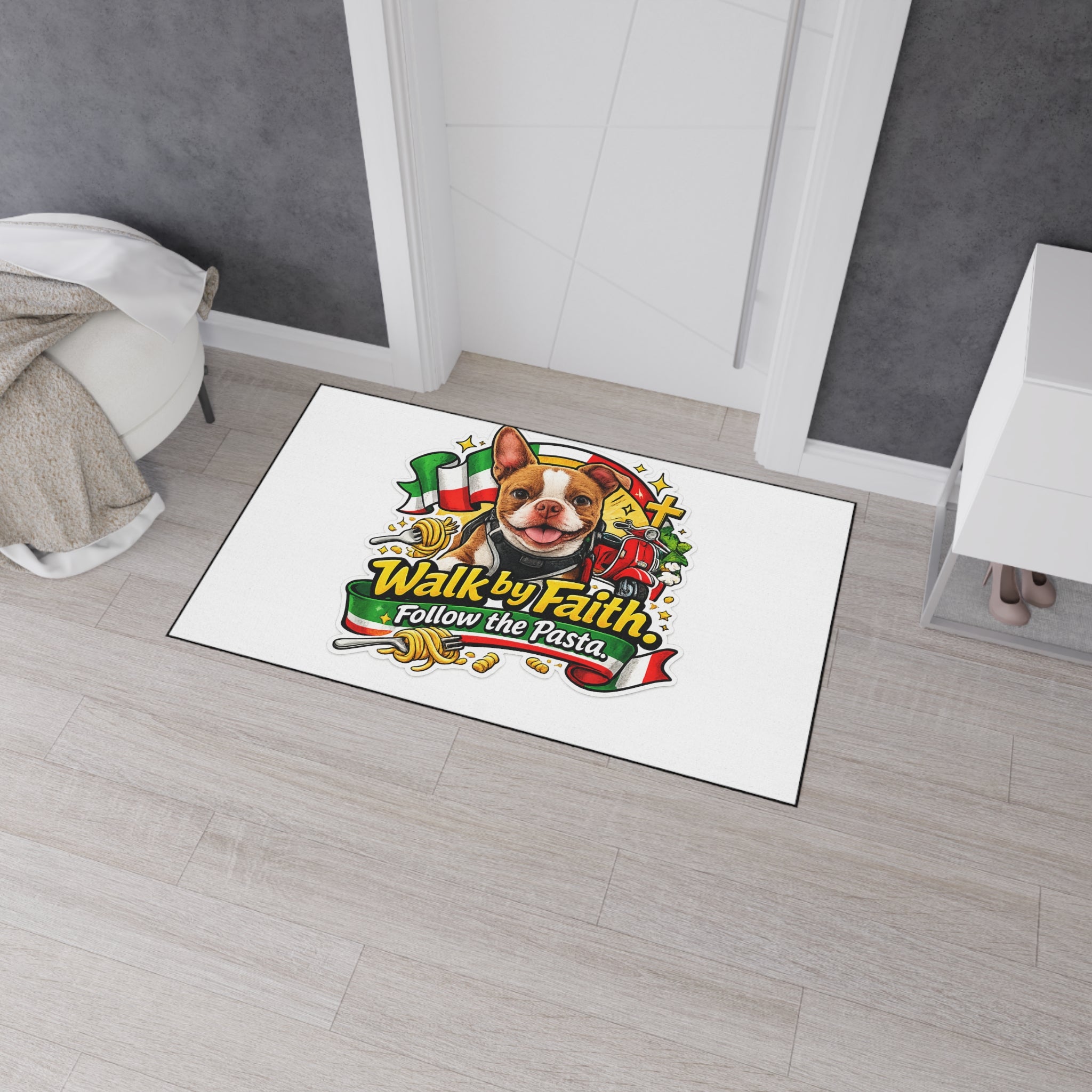 Walk by Faith Follow the Pasta Floor Mat | Italian Dog Design