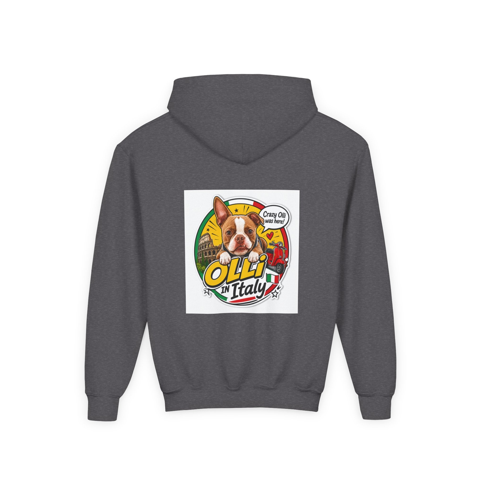 Youth Hoodie — Olli in Italy Pizza Dog Graphic Sweatshirt