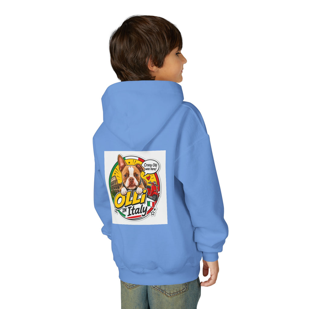 Youth Hoodie — Olli in Italy Pizza Dog Graphic Sweatshirt