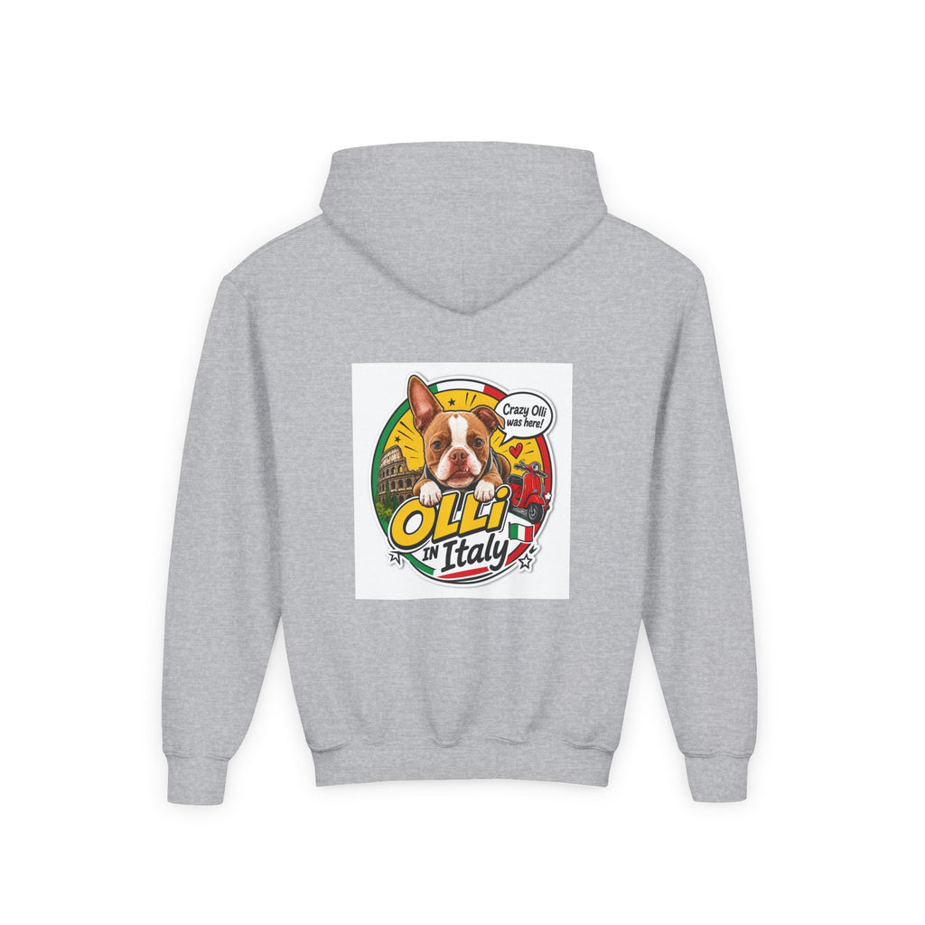 Youth Hoodie — Olli in Italy Pizza Dog Graphic Sweatshirt