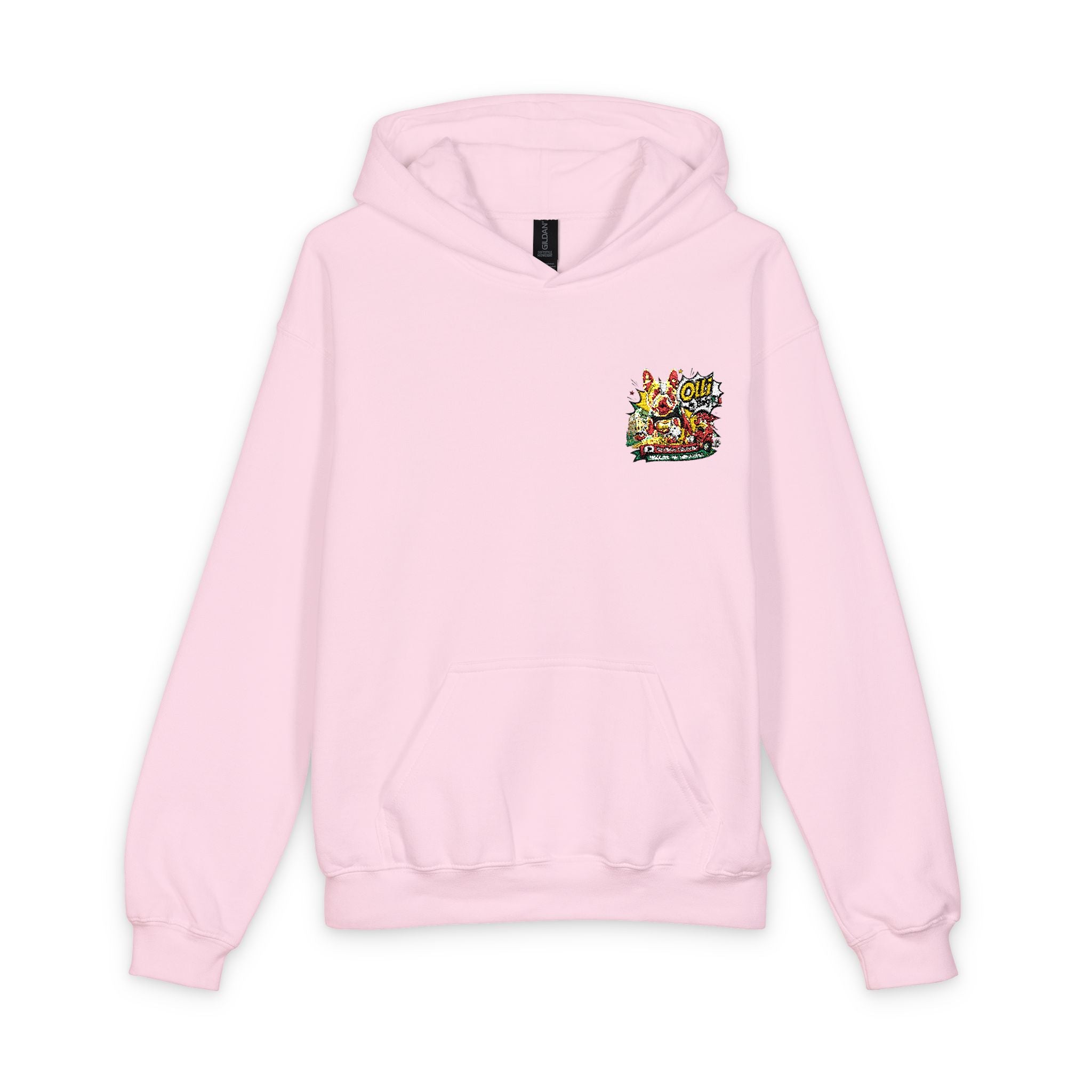 Olli the Boston Terrier Kids Hoodie with Colorful Confetti Pocket Print