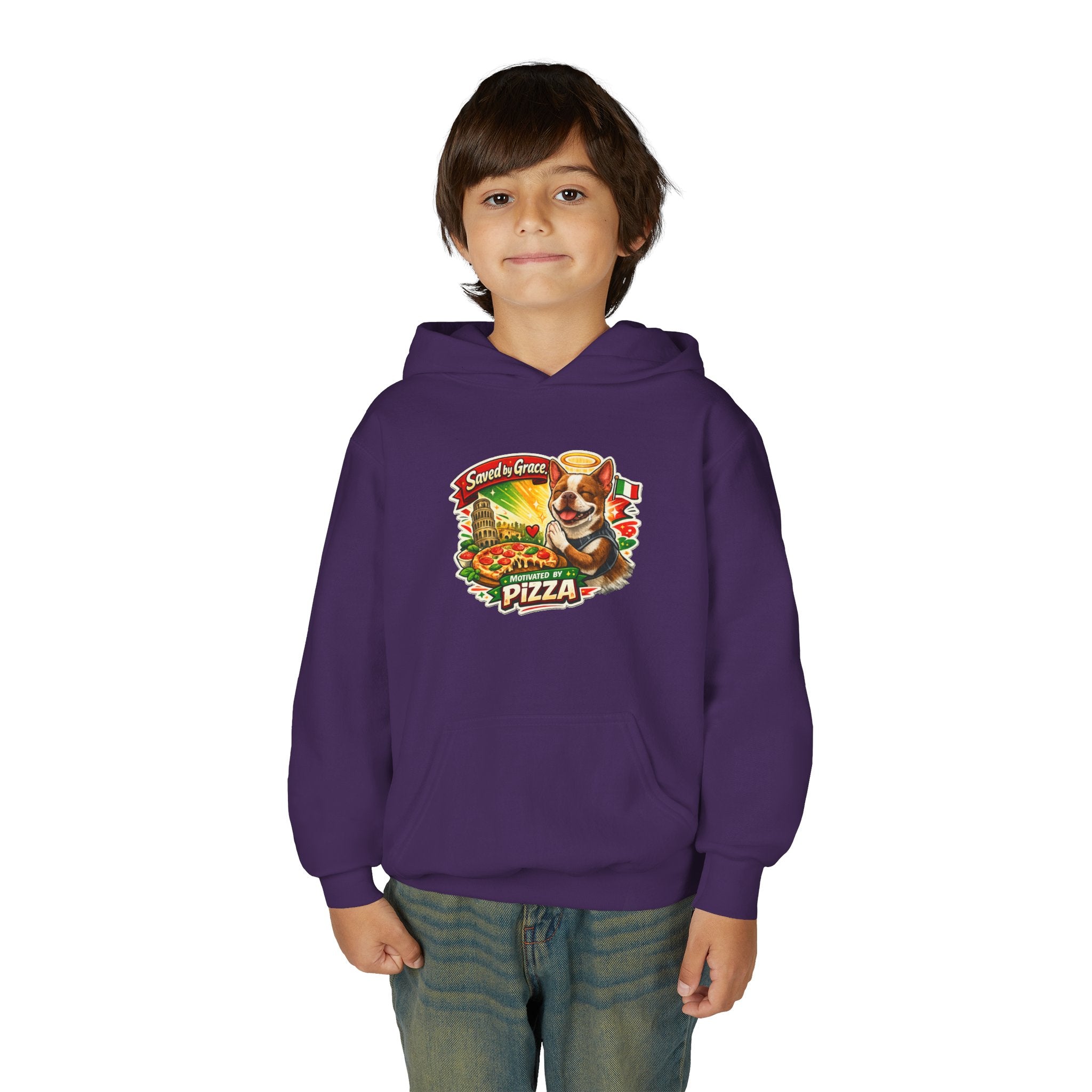Youth Hoodie — Olli in Italy Pizza Dog Graphic Sweatshirt