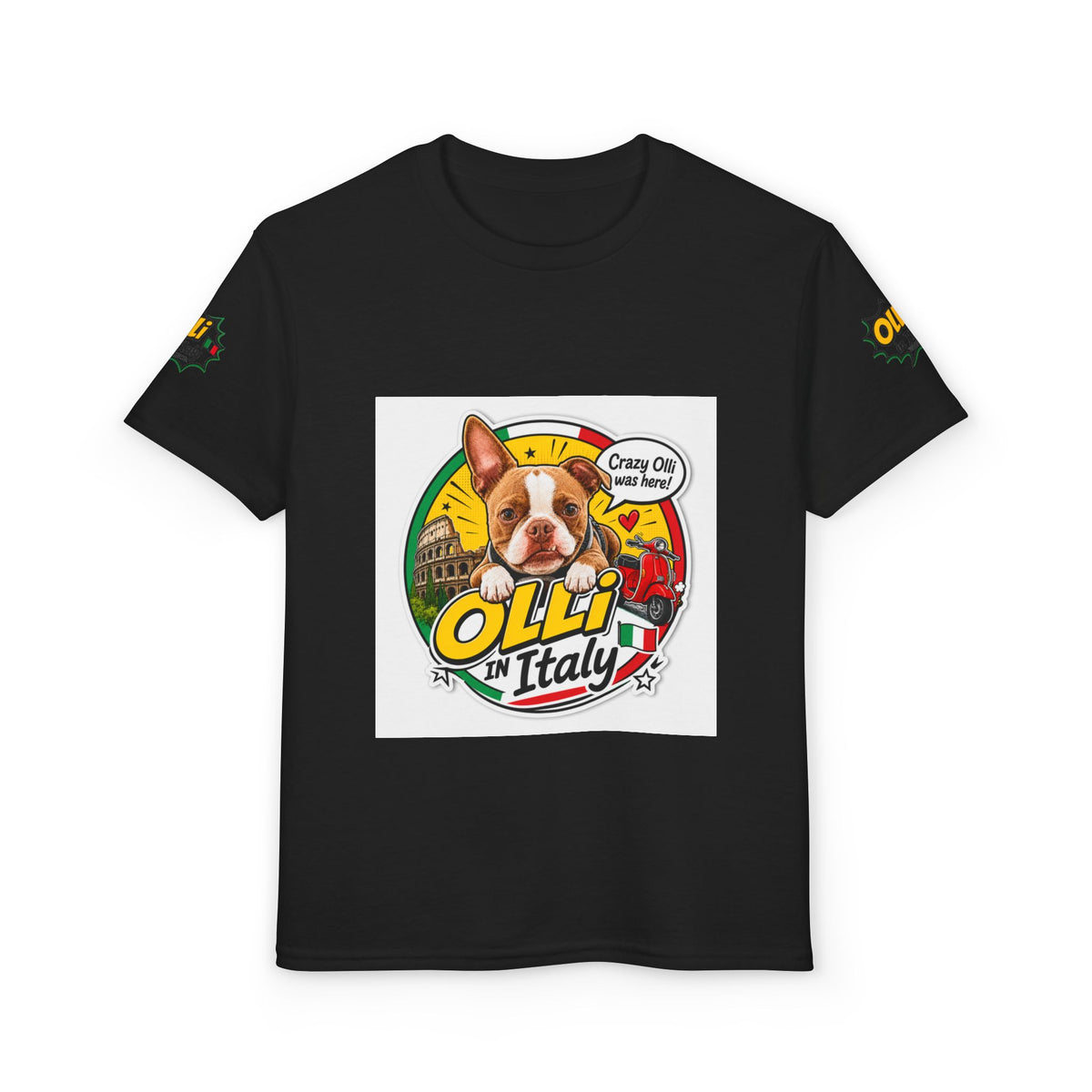 Youth T-Shirt – Crazy Olli Boston Terrier in Italy Graphic