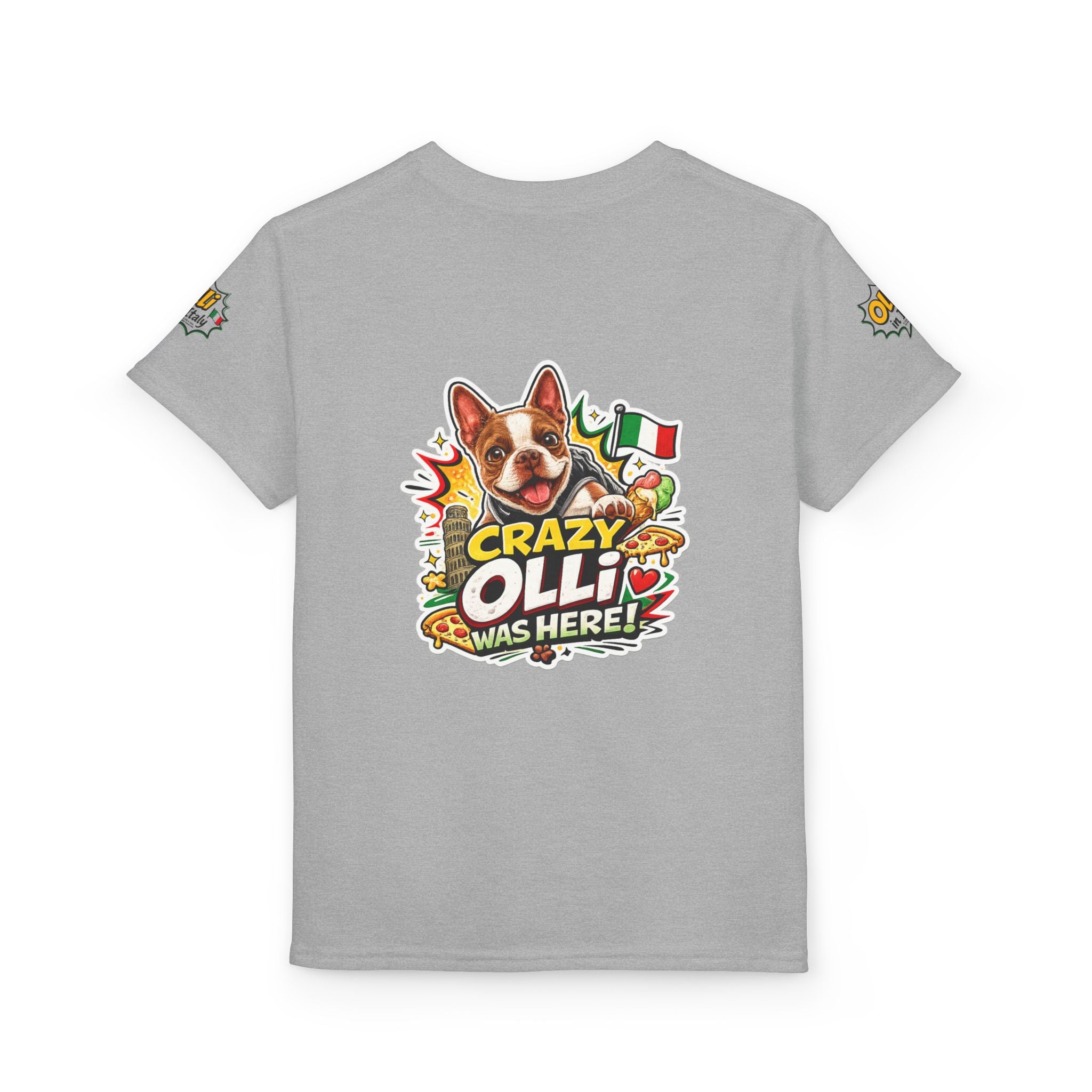 Youth T-Shirt — "Crazy Olli Was Here" Olli the Boston Terrier In Italy Dog Graphic