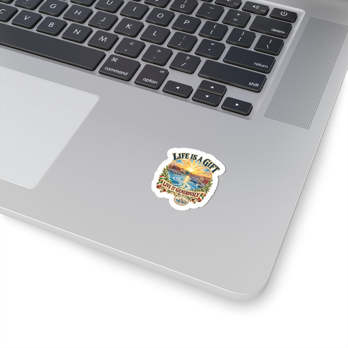Life Is a Gift Scenic Sticker — 'Live It Generously' Inspirational Kiss-Cut Sticker