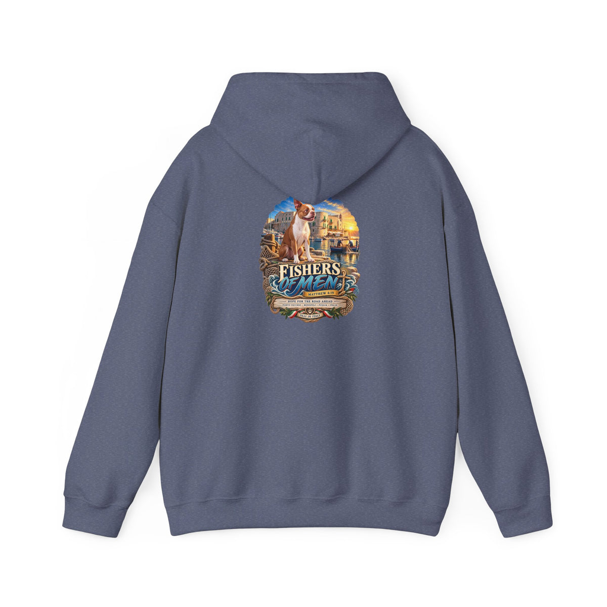 Fishers Indiana Hoodie — Vintage Lakeside Harbor Illustration