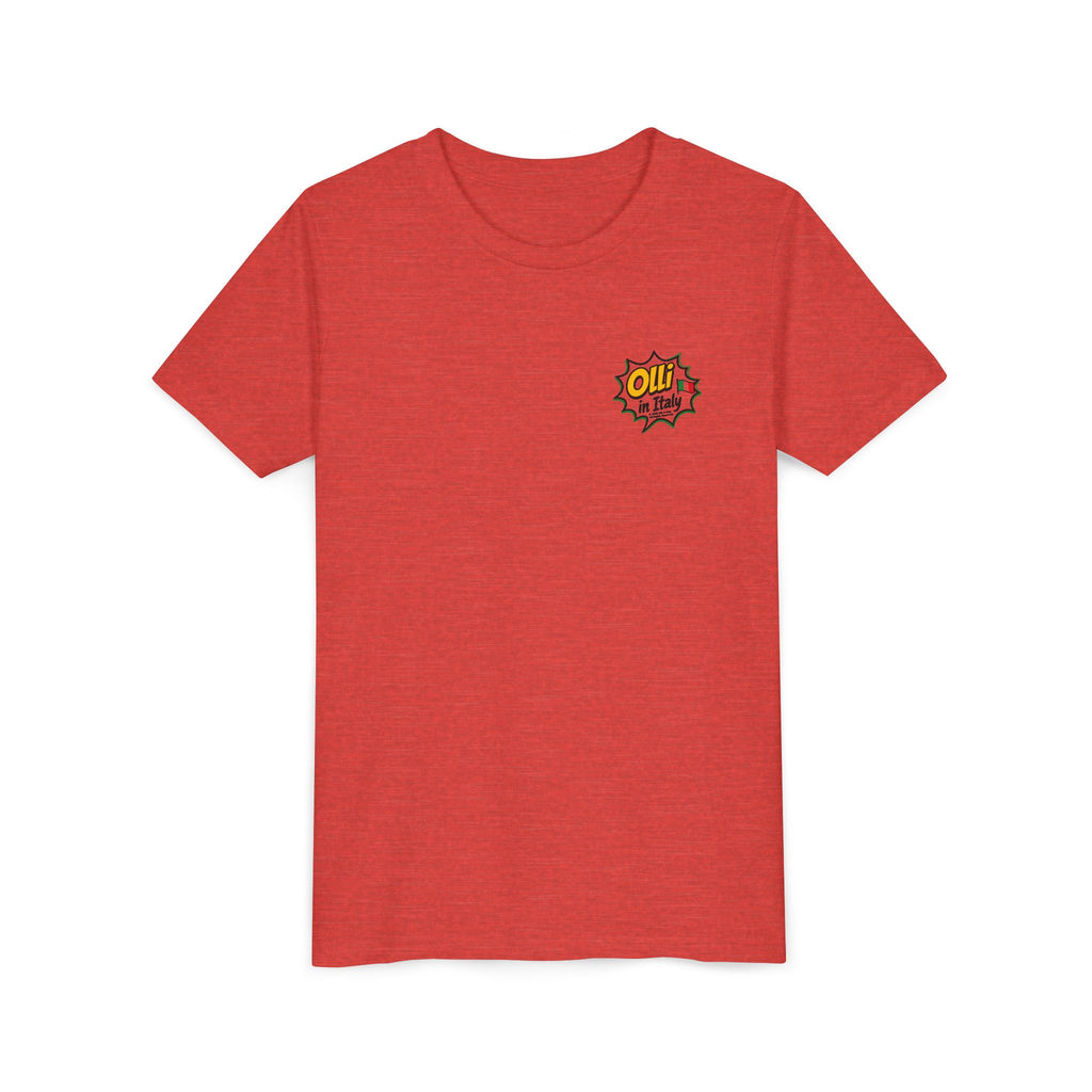 Kids' Pizza Olli the Boston Terrier Tee — "Saved by Grace" Funny Italian Pizza Youth Shirt