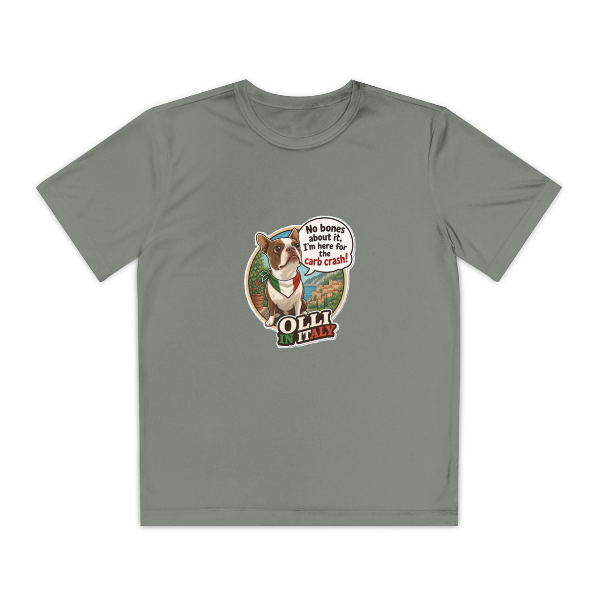 Youth Competitor Tee - 'Olli the Boston Terrier' Funny Kids Racing Shirt
