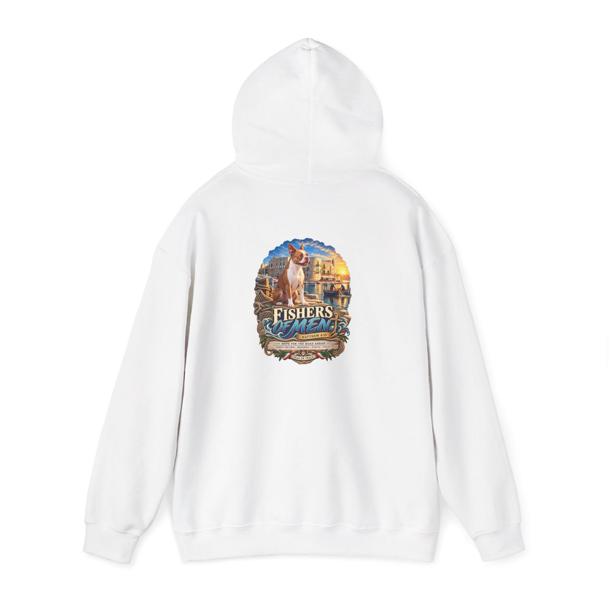 Fishers Indiana Hoodie — Vintage Lakeside Harbor Illustration