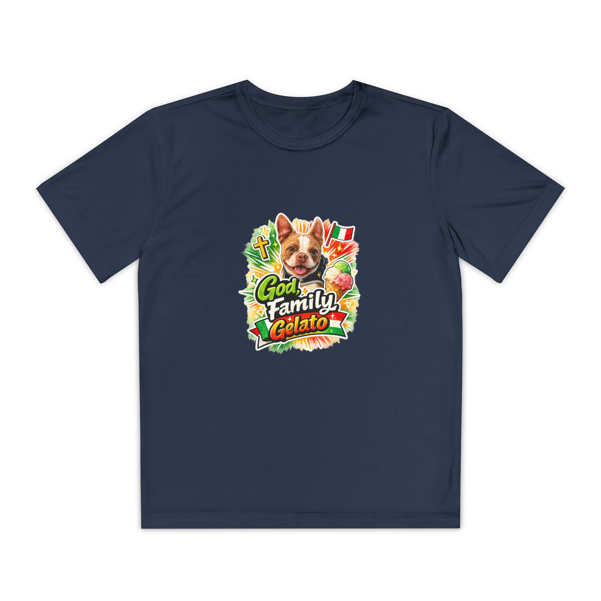 Youth Graphic Tee — 'God, Family, Gelato' Dog Logo