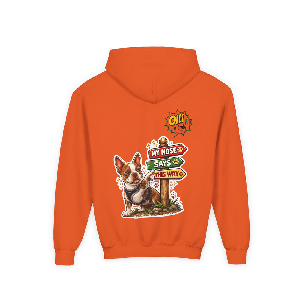 Olli the Boston Terrier Pizza Adventure Hoodie | My Nose Says This Way sweatshirt