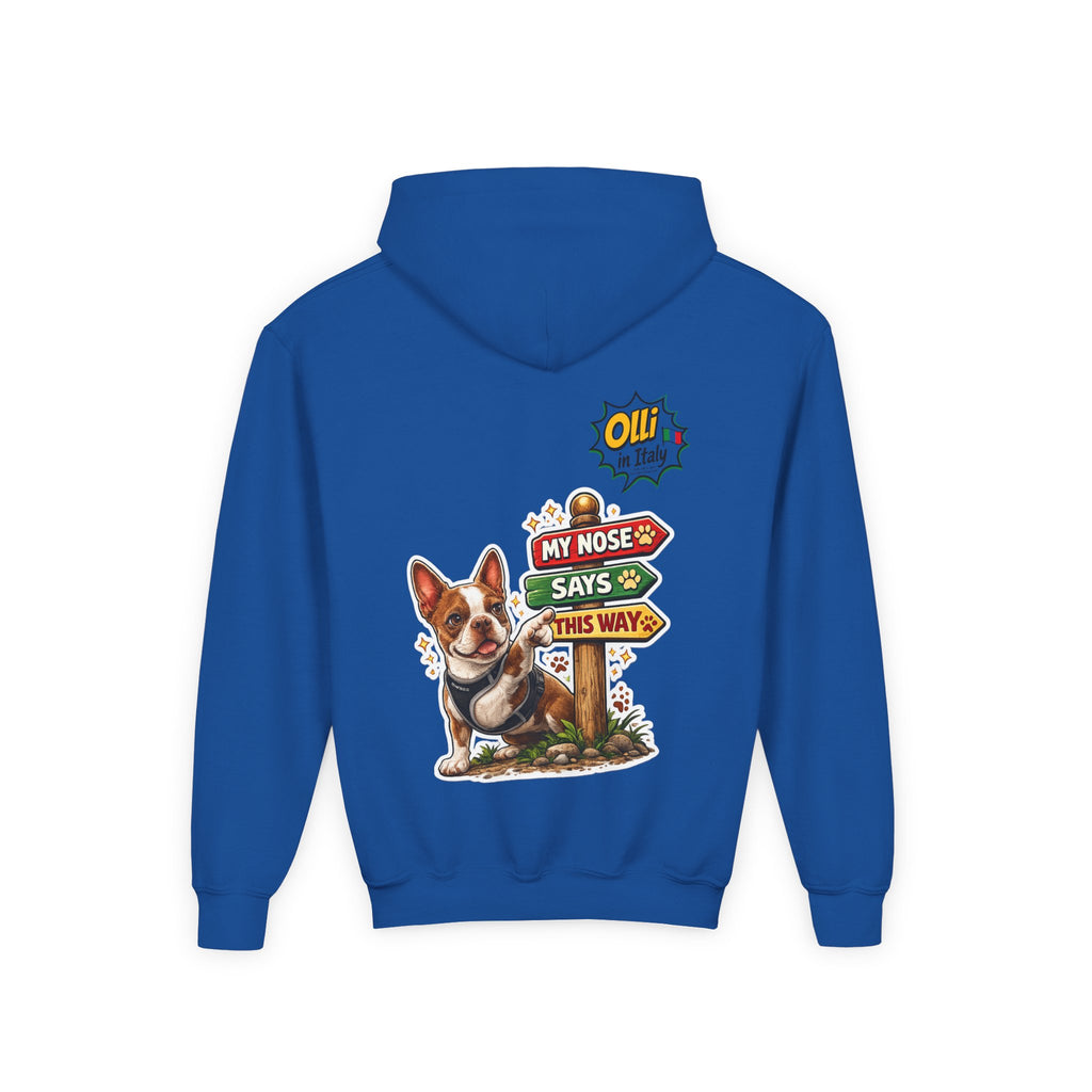 Olli the Boston Terrier Pizza Adventure Hoodie | My Nose Says This Way sweatshirt