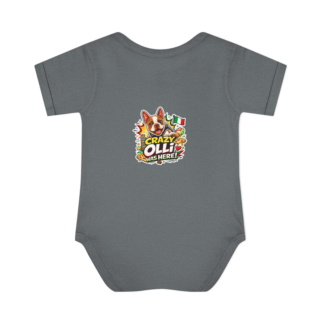 Infant Bodysuit — "My Nose Says This Way" Boston Terrier 'Olli' Baby Onesie (Front & Back Cute Dog Design)
