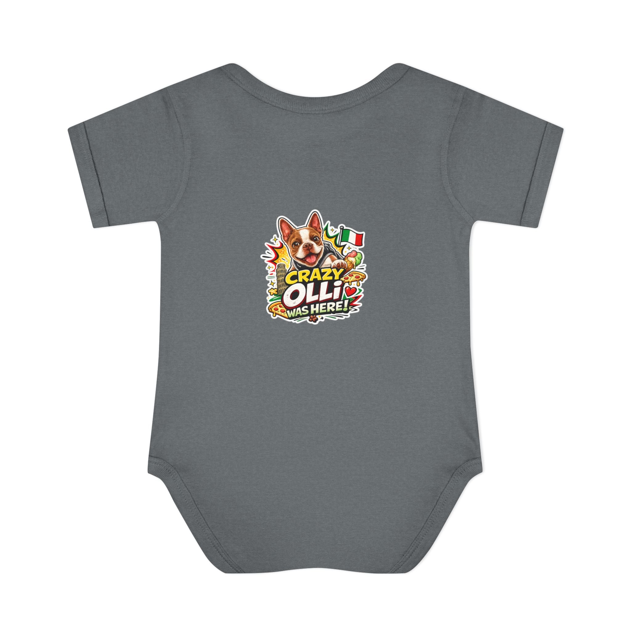 Infant Bodysuit — "My Nose Says This Way" Boston Terrier 'Olli' Baby Onesie (Front & Back Cute Dog Design)