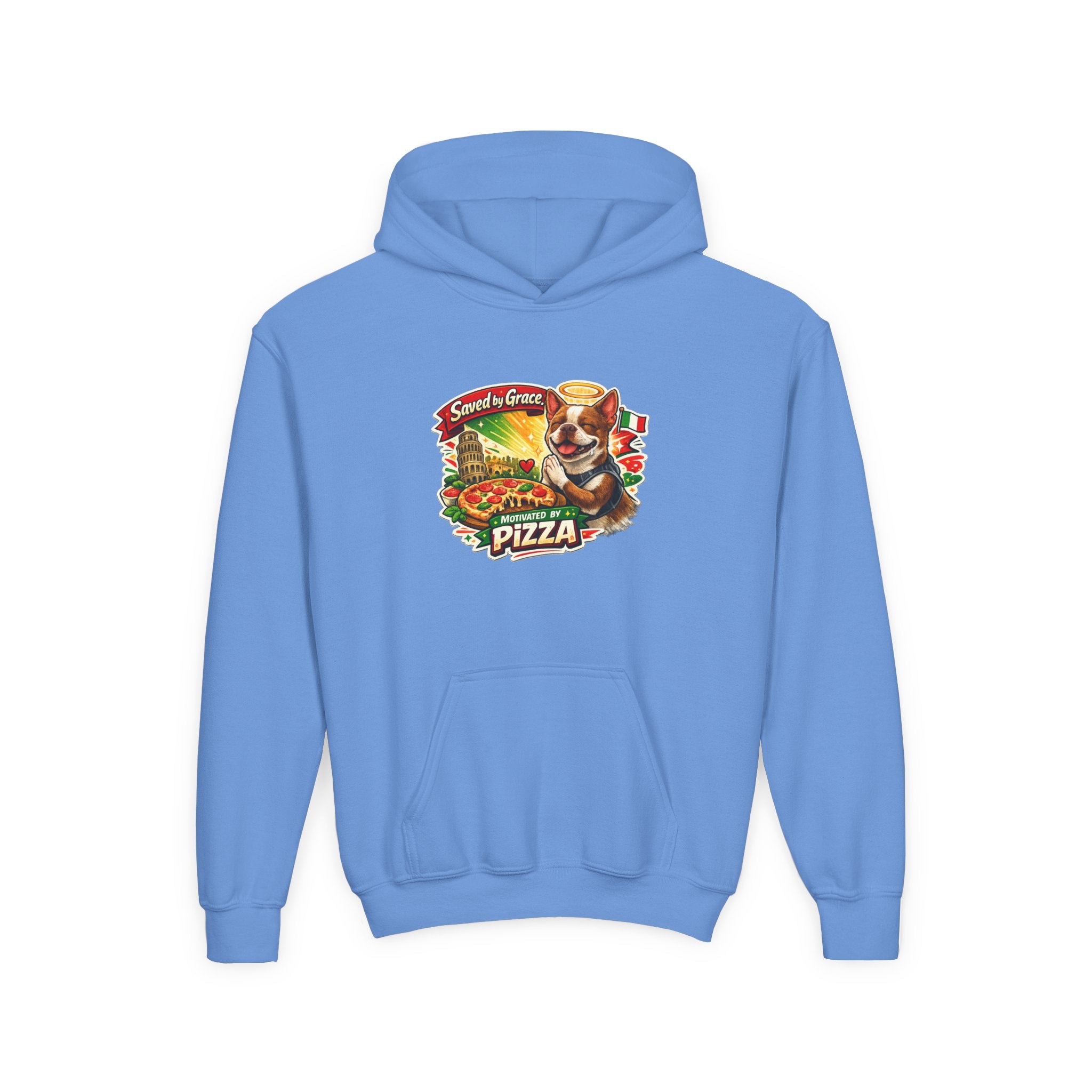 Youth Hoodie — Olli in Italy Pizza Dog Graphic Sweatshirt