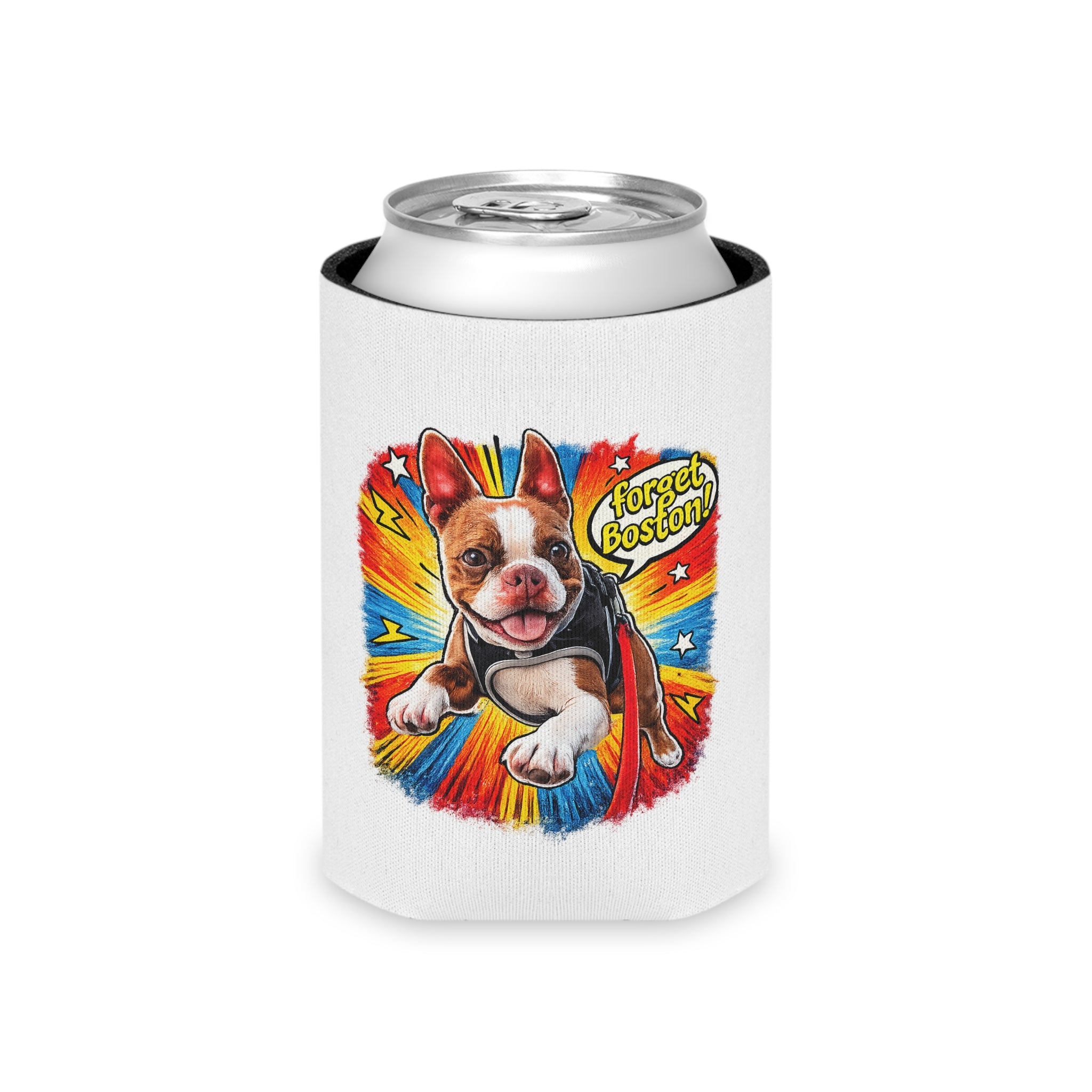 Boston Terrier Cartoon Can Cooler | Funny Dog Illustration, Comic Style