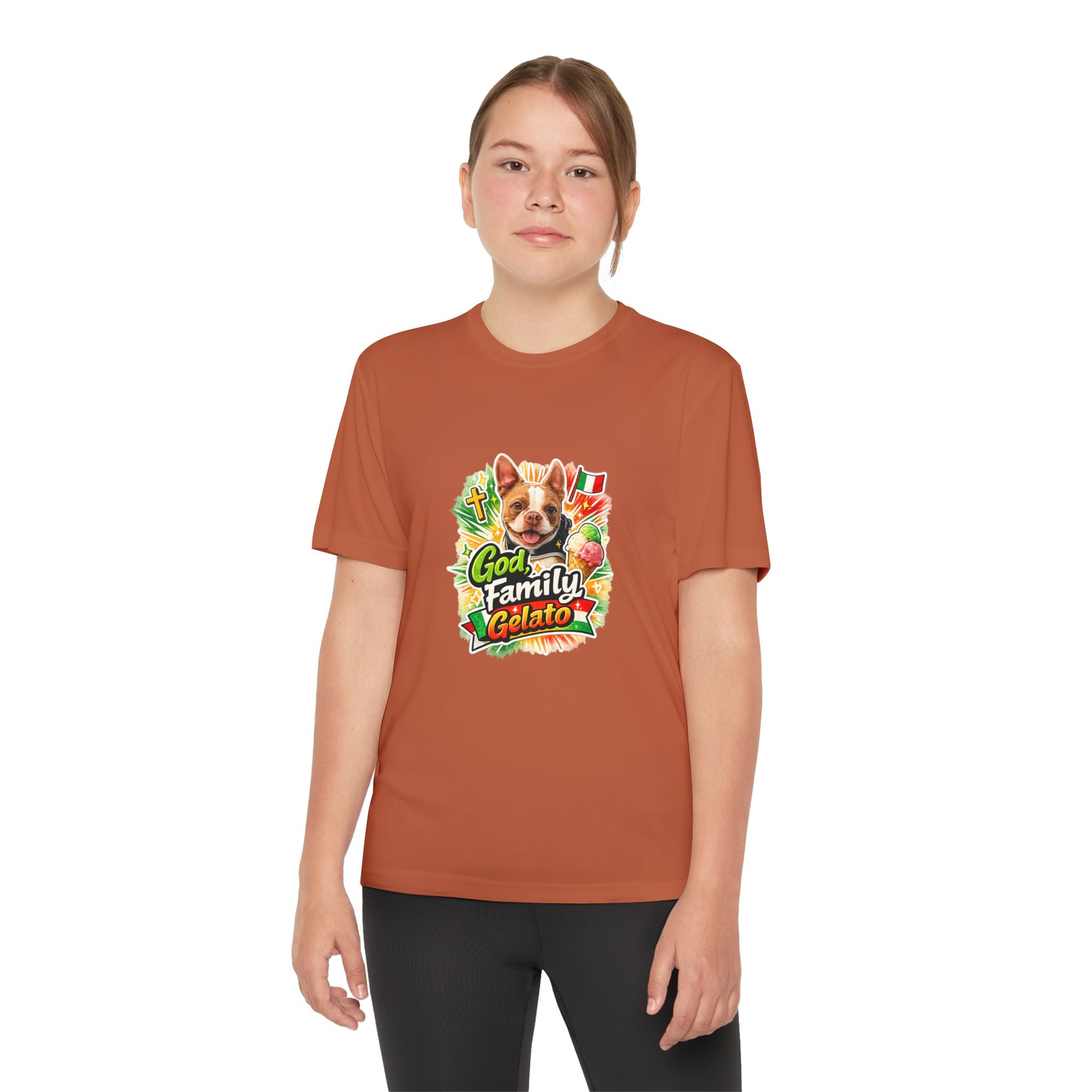 Youth Graphic Tee — 'God, Family, Gelato' Dog Logo