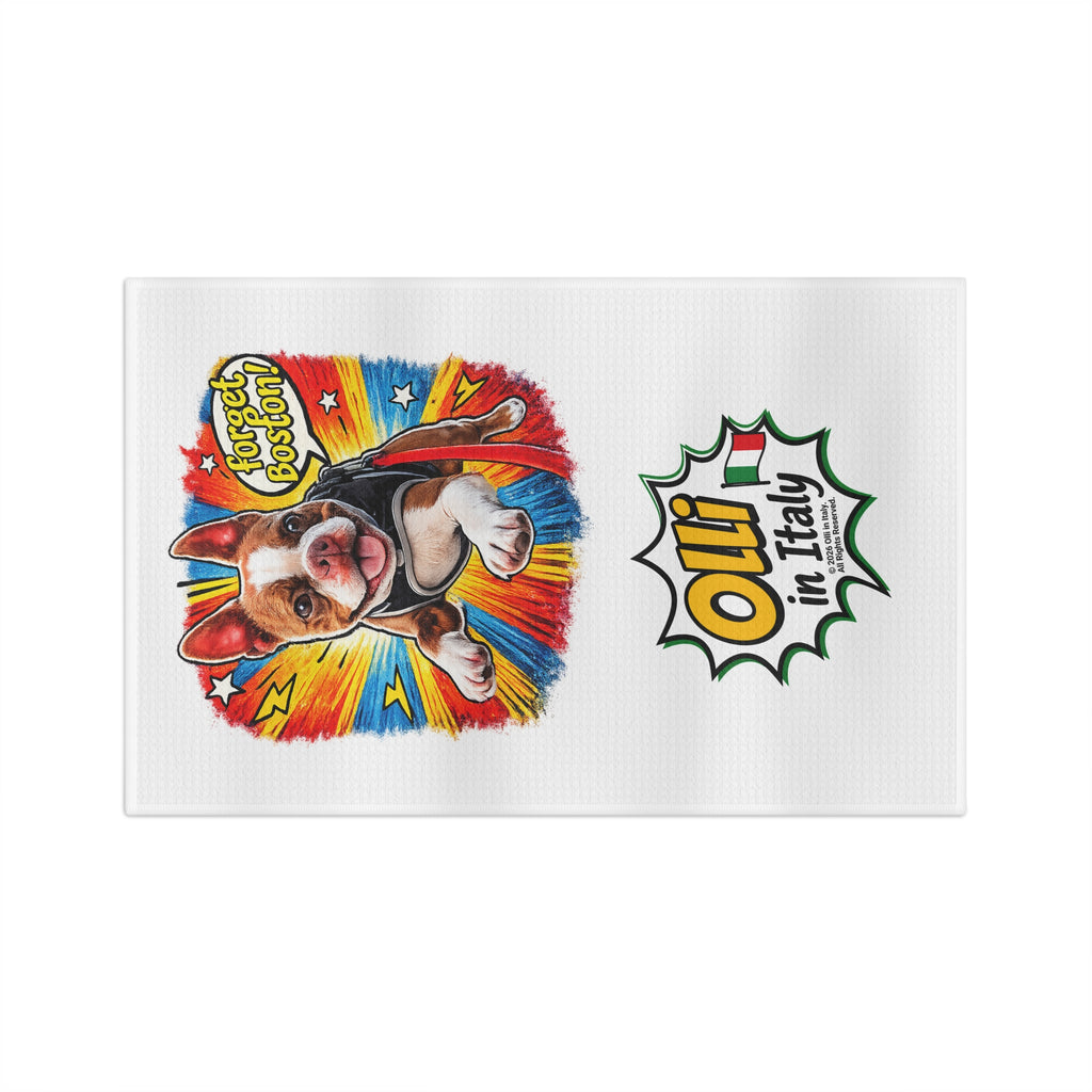 Boston Terrier Superhero Microfiber Tea Towel | Olli in Italy Comic Art