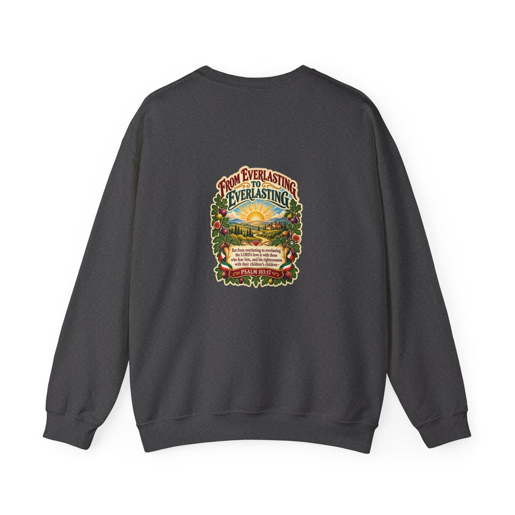 Crewneck Sweatshirt — 'From Everlasting to Everlasting' Vintage Sunrise Religious Design