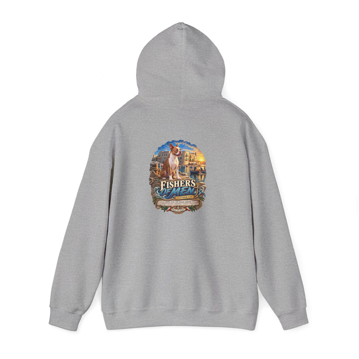 Fishers Indiana Hoodie — Vintage Lakeside Harbor Illustration
